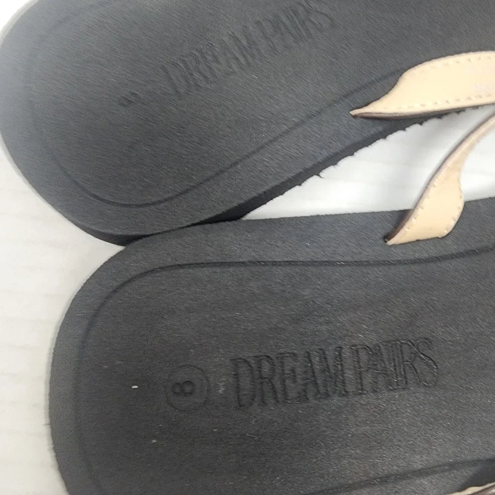 Dream Pairs‎ Flip Flop Sandals Womens 8 Brown Black Gold Detail Casual NWT